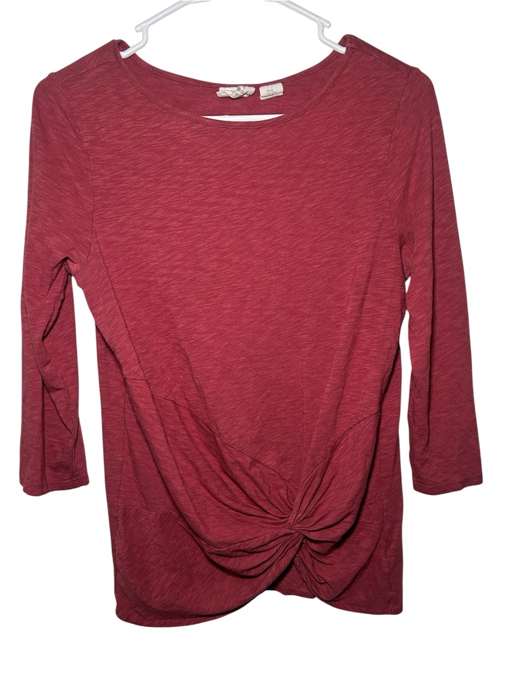Beaca Cove Women’s Twist-Front Long Sleeve Top Burgundy Medium Fall Casual